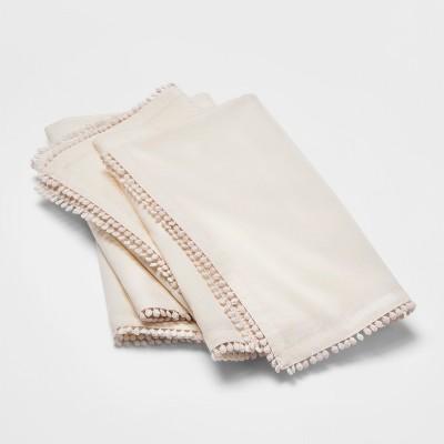 4pk Pom-pom Trim Napkins Placeholder Cream - Opalhouse™