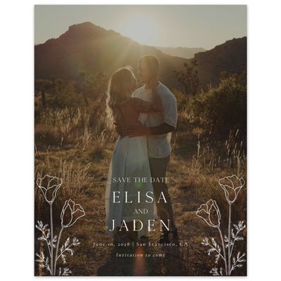 White Floral Wedding Digital Save the Date - Coquelicot Photo