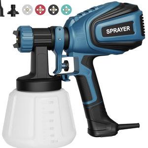 Paint Sprayer, 700W HVLP Spray Gun with Cleaning & Blowing Joints, 4 Nozzles and 3 Patterns, Easy to Clean, for Furniture, Cabinets, Fence, Walls, Door, Garden Chairs etc. VF803 Blue