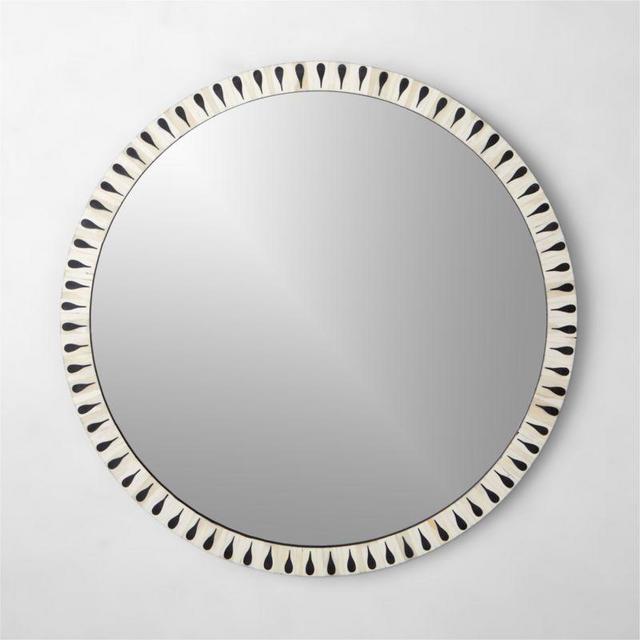 Caraway Round Bone Inlay Wall Mirror 36"