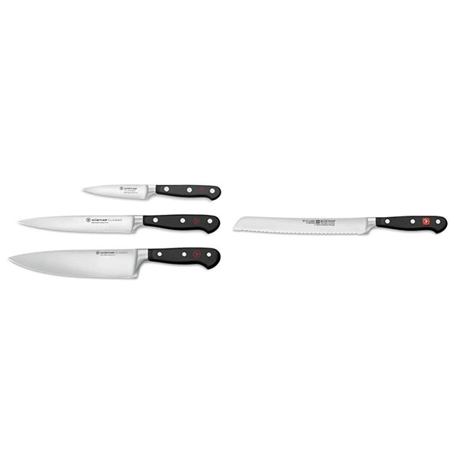 WÜSTHOF Classic 3-Piece Chef's Knife Set & Classic 8" Bread Knife