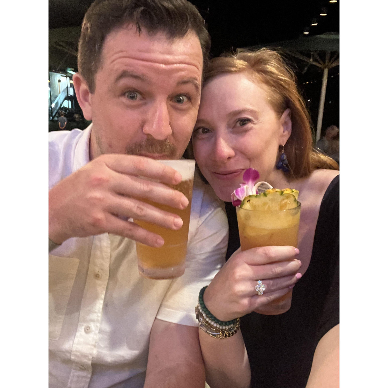 Celebration drinks right after our engagement!
