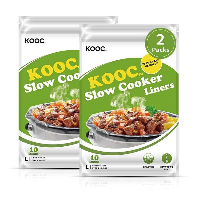 [NEW]KOOC Premium Slow Cooker Liners and Cooking Bags, Large Size Fits 4QT to 8.5QT Crock Pot, 13"x 21" , 2 Packs (20 Counts), Equipped with Fresh Locking Seal Design, Suitable for Oval & Round Pot, BPA Free