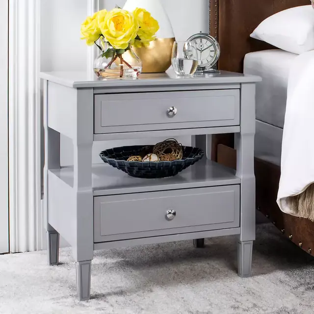 Safavieh 2-Drawer Jenson Nightstand in Grey