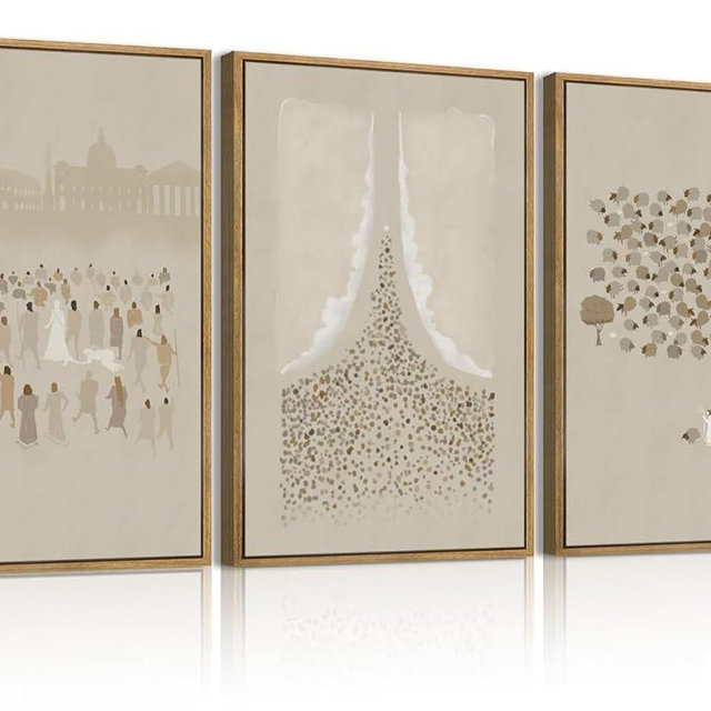 BINCUE Framed Jesus Wall Art Set of 3 Jesus Lamb Wall Decor Lamb of God Art Print for Living Room Bedroom Church 16x24 Inch