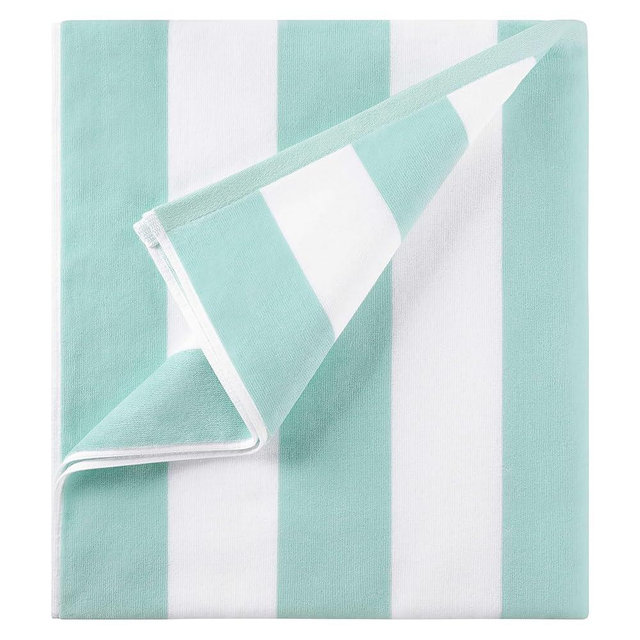 LULUHOME Large Oversized Beach Towel - Big Cotton Towel 36 x 70 Inch Striped Pool Towel, XL Cabana Soft Swimming Towel for Adult Men Women,Soft Aqua