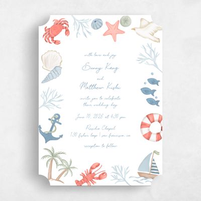 Blue Ticket Wedding Invitation - Costa Classic
