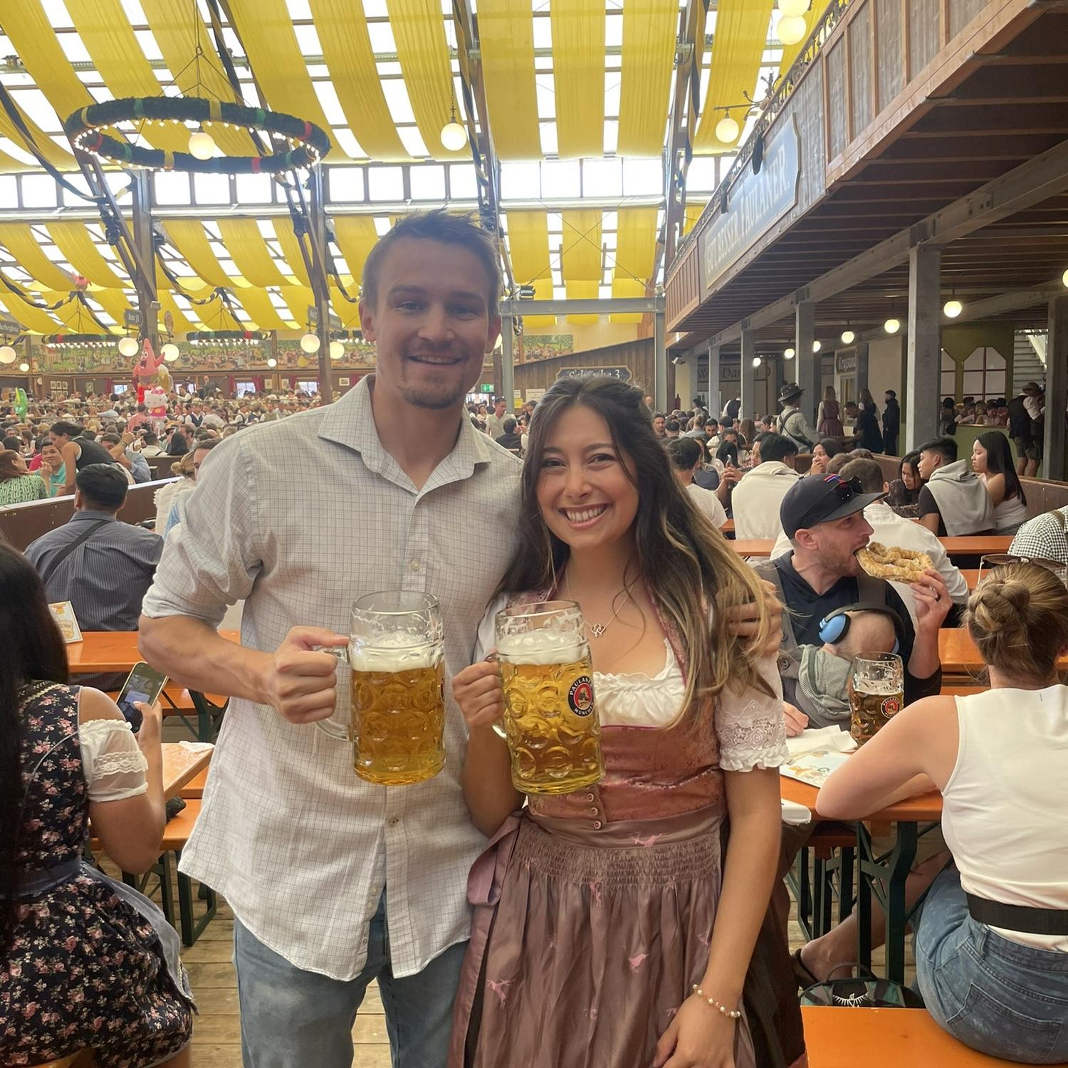 Some of Cat’s favorite things all in one picture: Germany, beer, and Cole