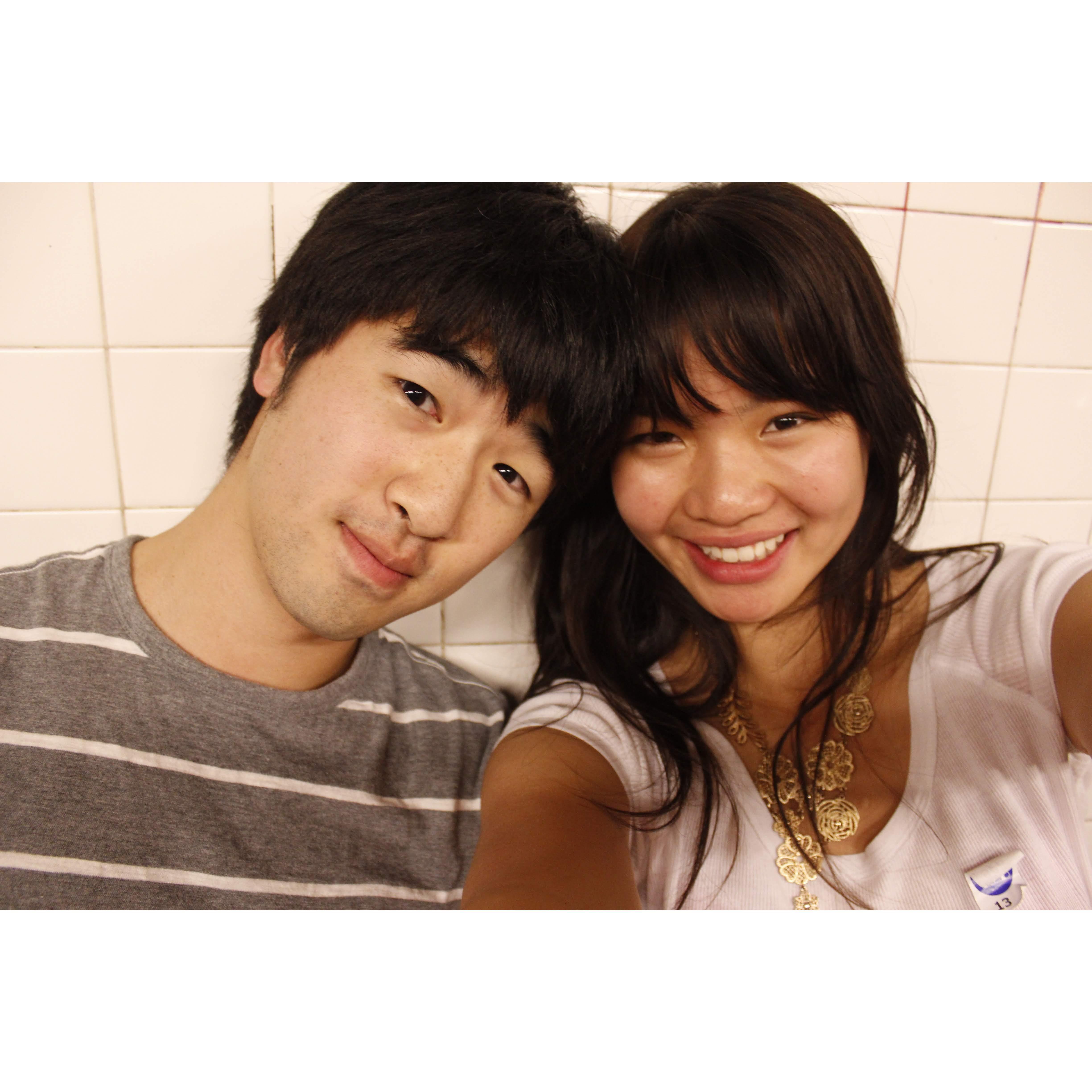 This was taken in a subway station on Han Jun's first visit to NYC, Fall 2013. Julia was doing a semester away in NYC, and Han Jun was working in DC. The beginning of a long-distance relationship...