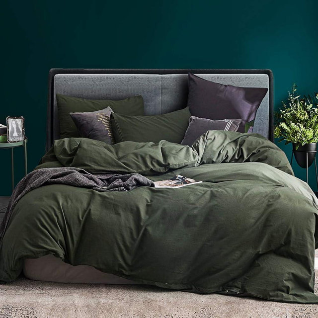 ECOCOTT 3 Pieces Duvet Cover Super Queen Size 100% Washed Cotton 1 Duvet Cover with Zipper and 2 Pillowcases, Ultra Soft and Breathable Cozy Simple Style Bedding Set (98''x90'')