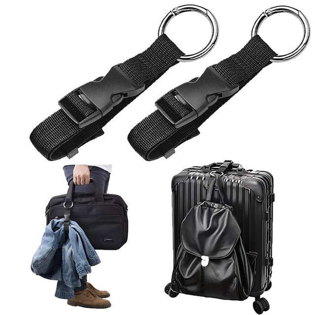 2 Pack Add a Bag Strap - Adjustable Suitcase Belt - Carry Your Extra Bags - Travel Attachment Travel Accessories for Connecting Your Luggage Jacket (Black)