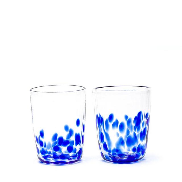 Royal Blue/Transparent Spotted Set of Two Tumblers