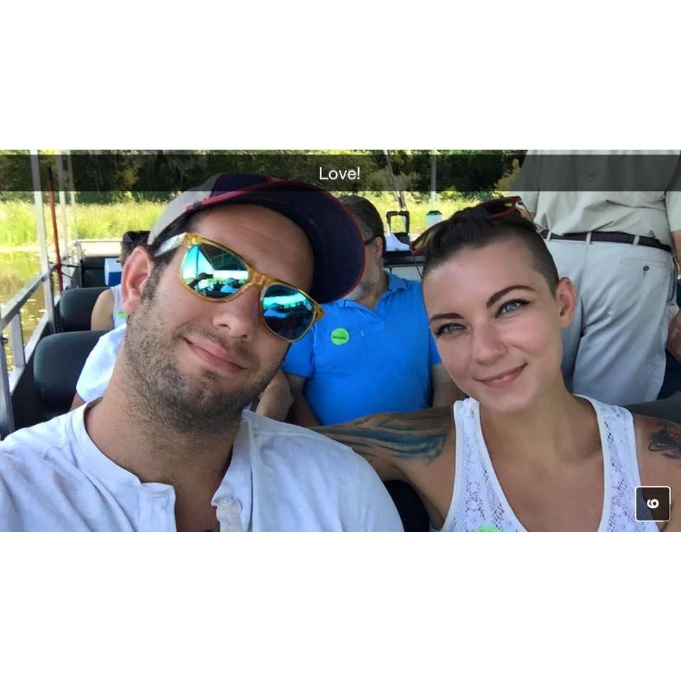 Taking time to indulge in a river cruise during Ashley's first trip to visit Mike in Charleston, 2015