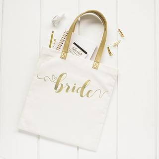 Gold Foil Bride Canvas Tote