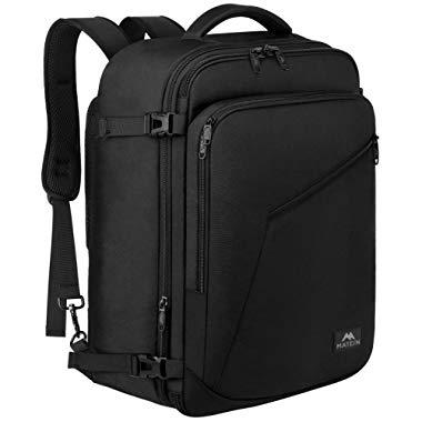 Matein Carry on Backpack, Extra Large Travel Backpack Expandable Flight Approved Weekender Bag for Men and Women, Water Resistant Lightweight Daypack for Airplane 40L, Black