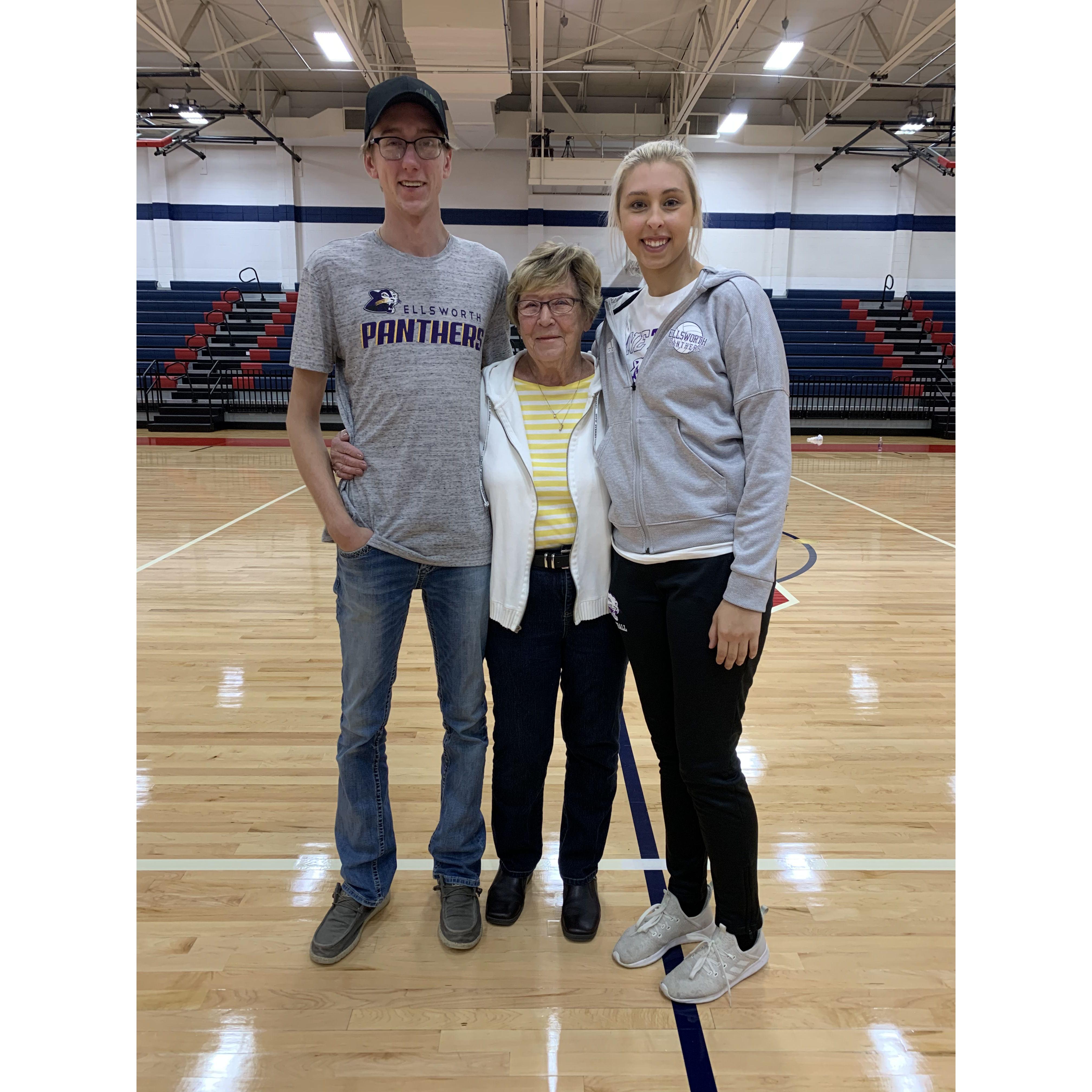 Cassidy's college volleyball game W/ Caden's Grandma