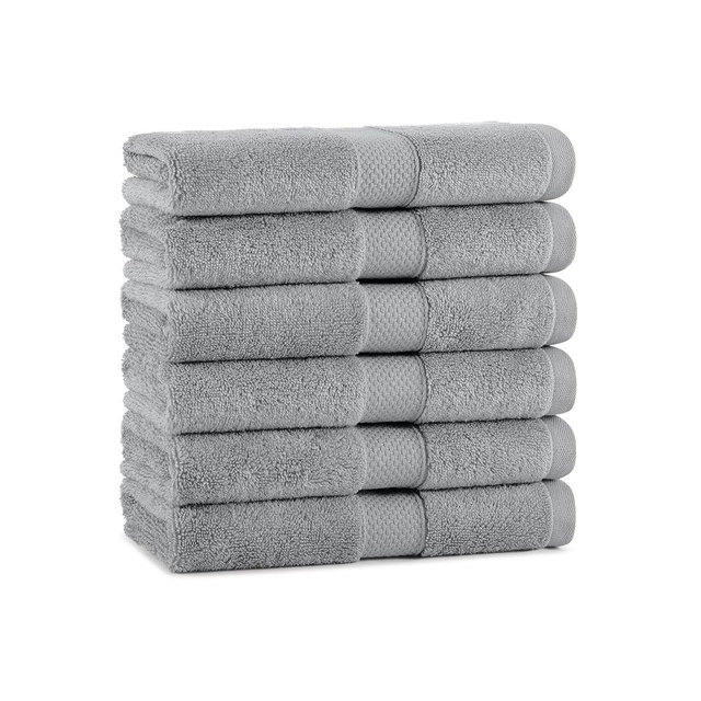 Aston & Arden Egyptian Hand Towels - (Pack of 6) Oversized Ultra Soft Thick & Absorbent, 100% Ringspun Egyptian Cotton Bathroom Towel for Spa, Hotel, 600 GSM, 16 x 30 in, Dark Grey