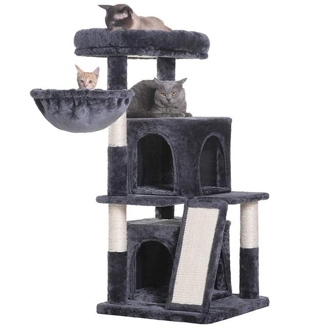 Hey-brother Multi-Level Cat Tree Condo Furniture with Sisal-Covered Scratching Posts for Kittens, Cats and Pets