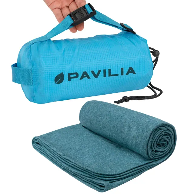 PAVILIA Travel Blanket Airplane Compact with Bag, Soft Packable Plane Throw Portable Camping Flight Essentials, Travelers Gifts Accessories, Teal Blue