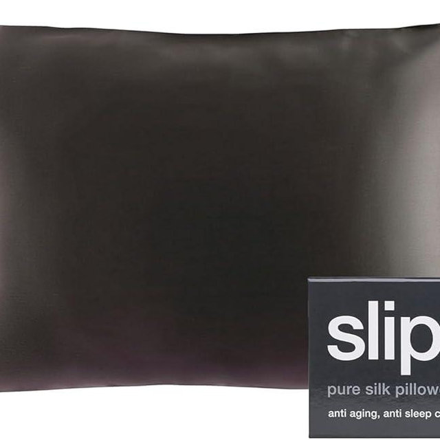 slip Queen Pure Silk Envelope Pillow Case - 100% Pure 22 Momme Mulberry Silk - Queen Size Standard Pillow Case - Anti-Aging, Anti-BedHead, Anti-Sleep Crease, Charcoal (20" x 30")