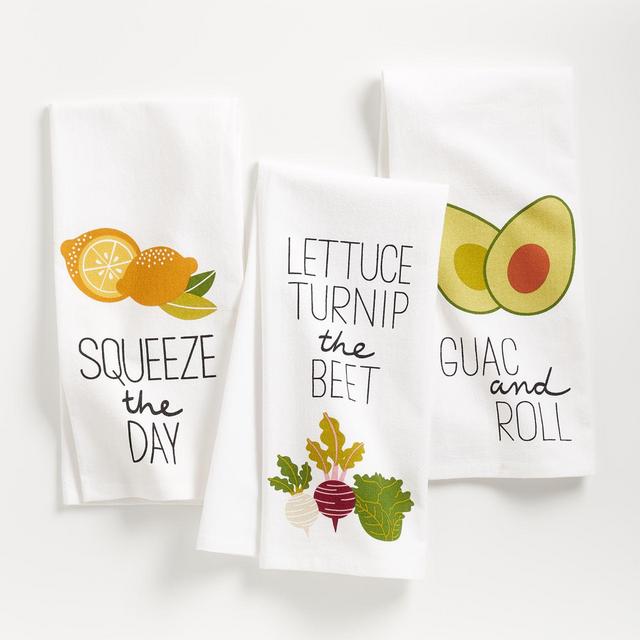 Food Pun Dish Towels, Set of 3