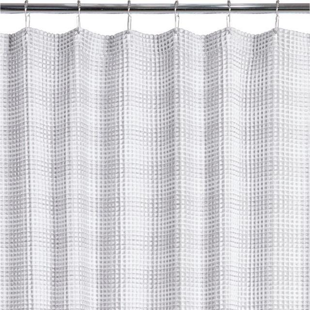 White Waffle Weave Shower Curtain