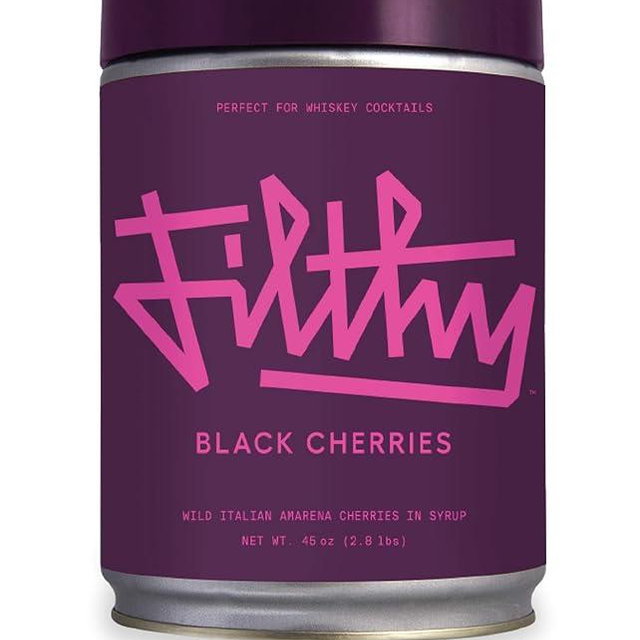 Filthy Black Amarena Cocktail Cherries, 45 Oz Tin, 170 Cherries