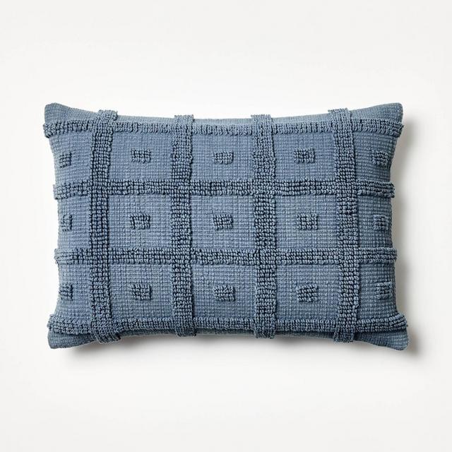 Tufted Geo Lumbar Throw Pillow Steel - Threshold™ designed with Studio McGee