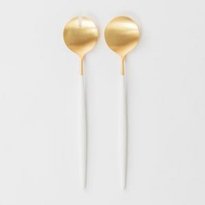 SALAD SERVERS | GOA BRUSHED GOLD & WHITE