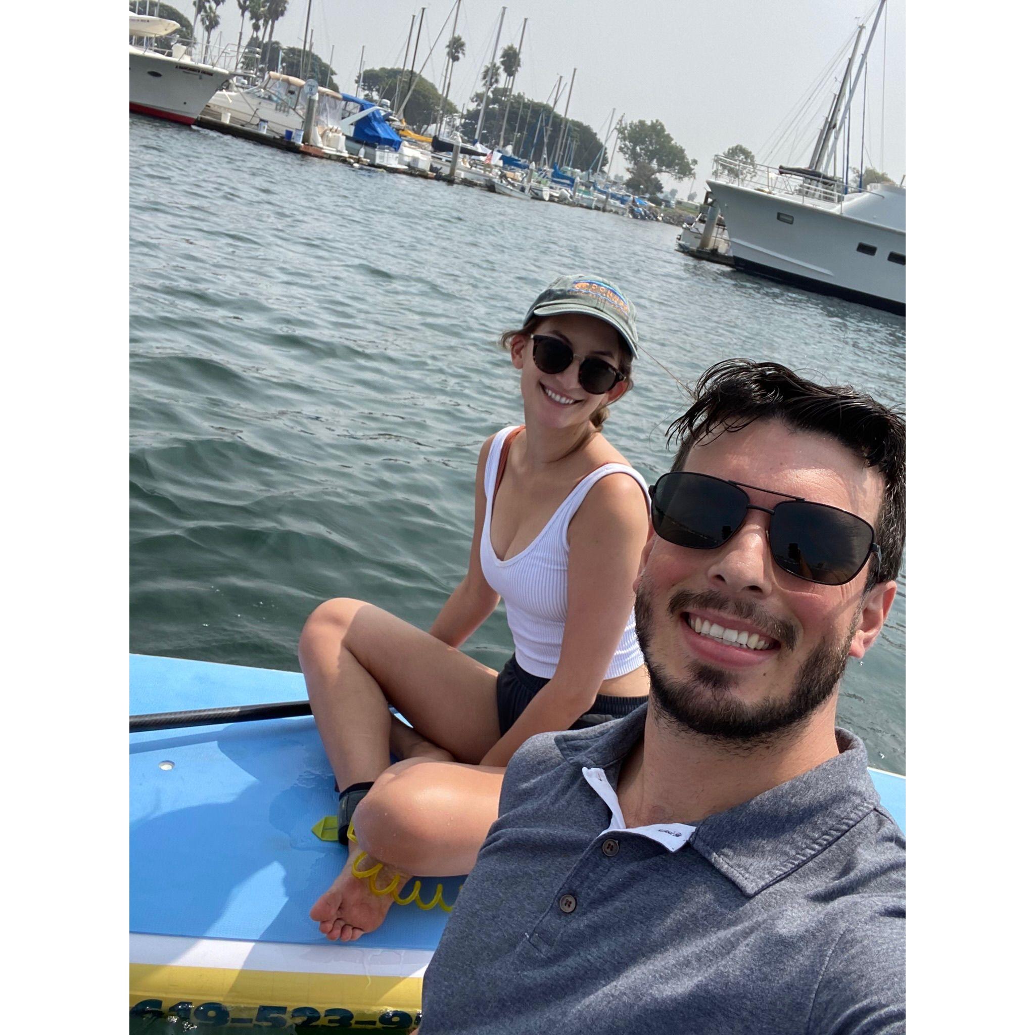 Paddle boarding in Mission Bay