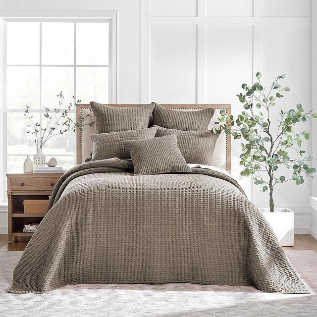 Levtex Home - Mills Waffle - King Bedspread Set - Cocoa Cotton Waffle - Quilt Size (118 x 120in.), Sham Size (36 x 20in.)