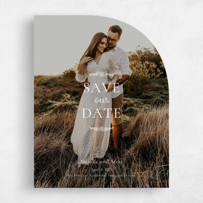 White Half arch Wedding Save the Date - Harper Photo