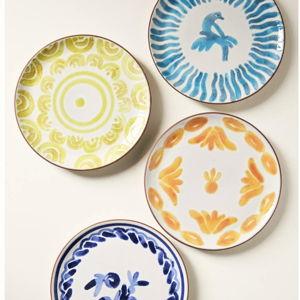 The Mediterranean Dish Glazed Terracotta Mezze Plates, Assorted Set of 4