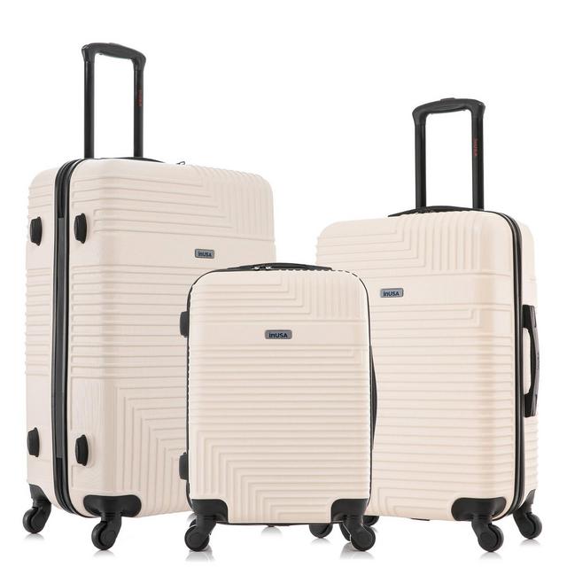 InUSA Resilience Lightweight Hardside Checked Spinner Luggage Set 3pc - Beige