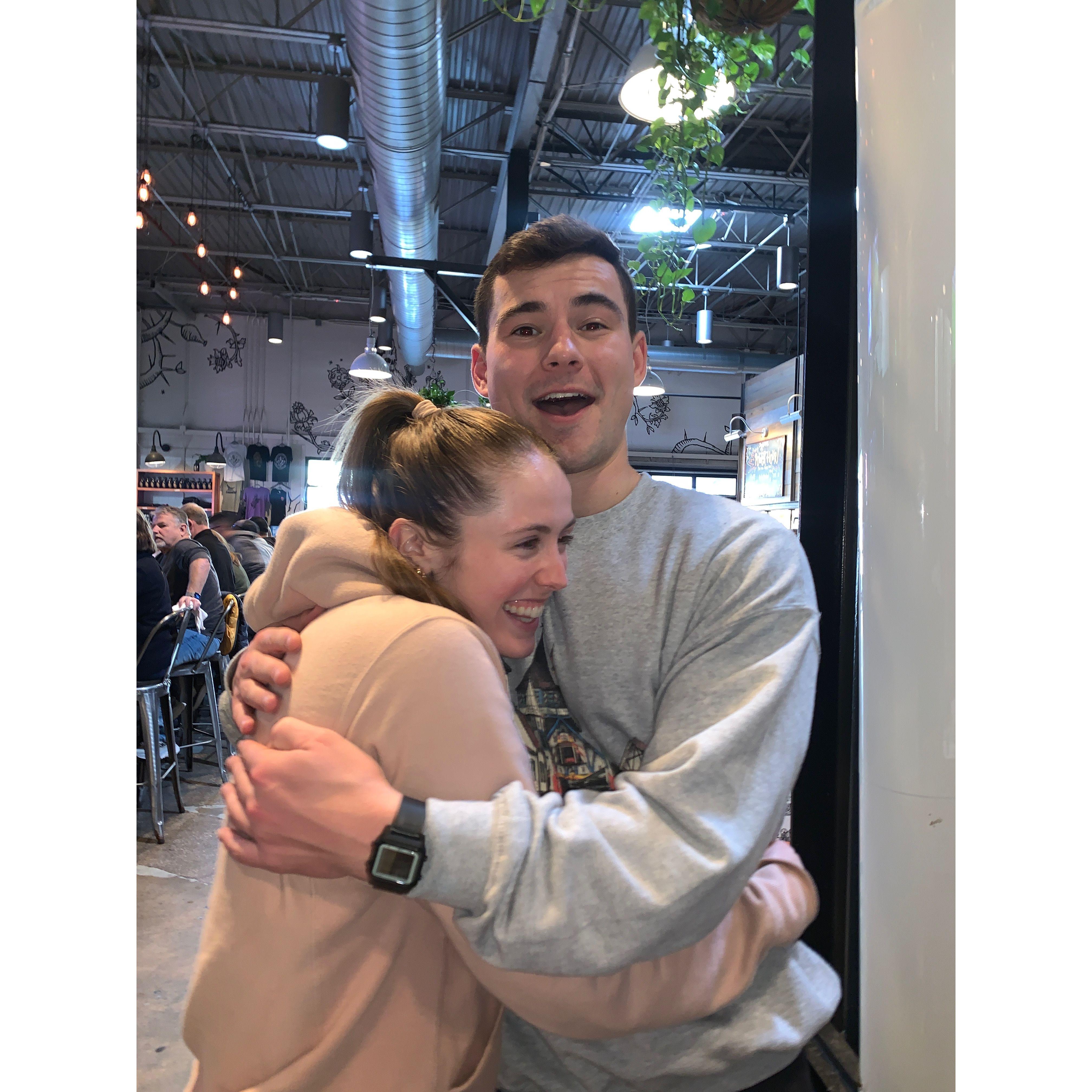 Surprise celebration at Edmund's Oast after the engagement - January 20, 2024