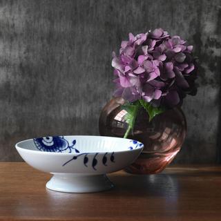 Blue Fluted Mega Footed Bowl