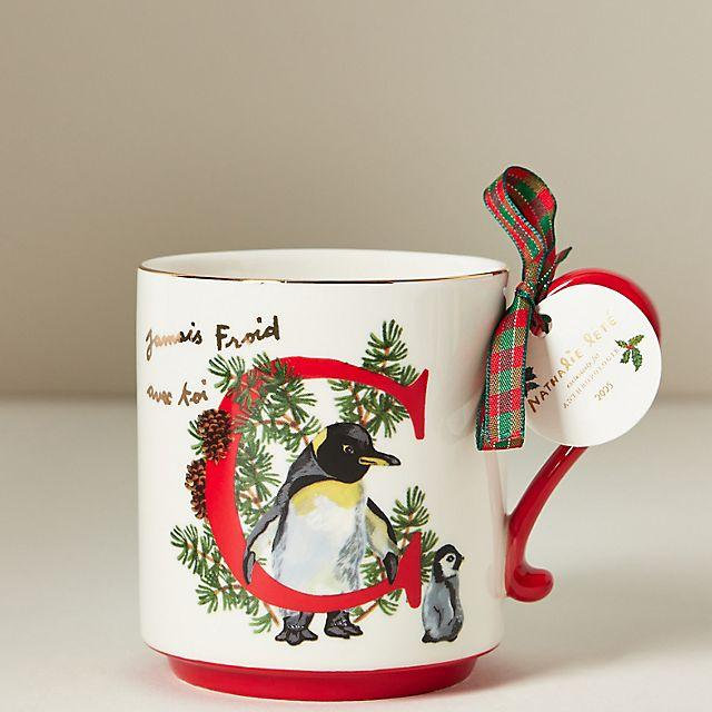 Nathalie Lete Stoneware Holiday Monogram Mug