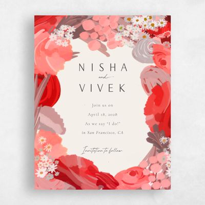 Coral, Orange Wedding Save the Date - Chesley Portrait