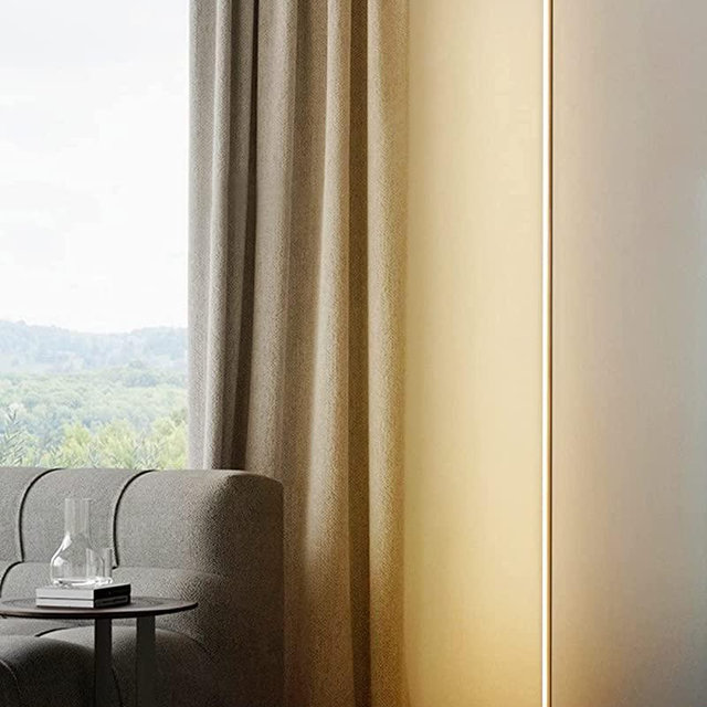 TACAHE Minimalist Corner Floor Lamp - 2700K-6500K Dimmable LED - Modern Standing Lamp with Remote Controller for Living Room, Bedroom - 57" 12W - Gold