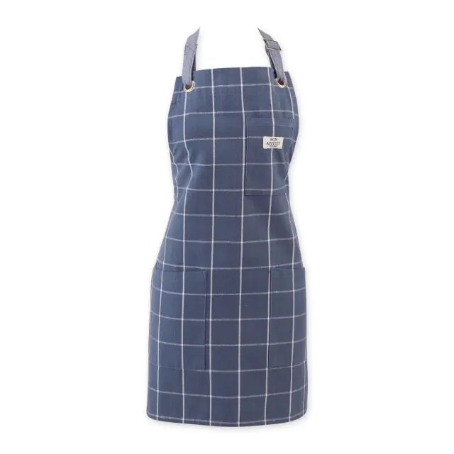 Design Imports Blue Indigo Windowpane Apron