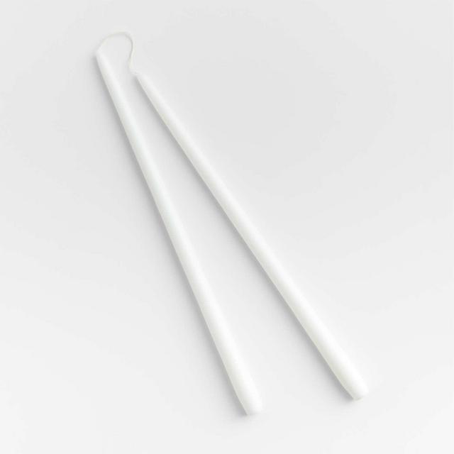 White Dipped Taper Candles 18", Set of 2