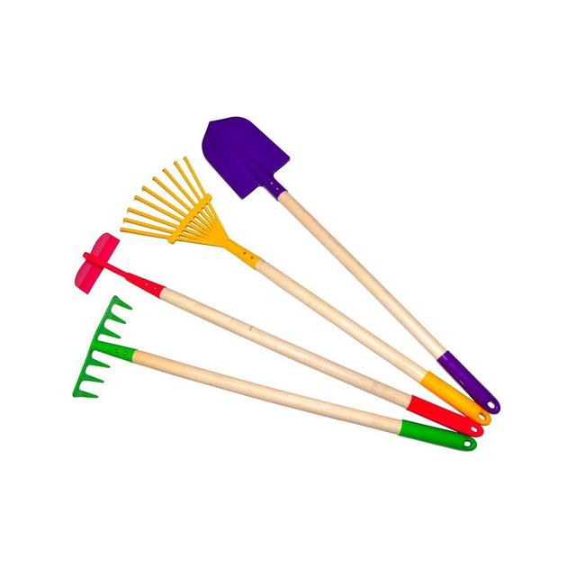 Kids Garden Tools Set, Rake, Spade, Hoe and Leaf Rake -Justforkids