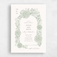 Green Wedding Invitation - Keita Portrait