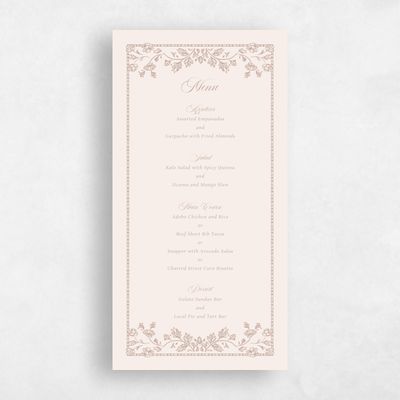 Latte, Beige Wedding Menu - Elysia