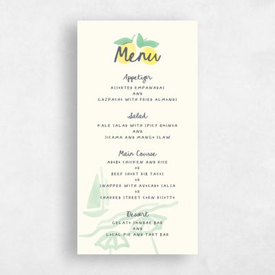 Green Nautical Wedding Menu - Spiaggia