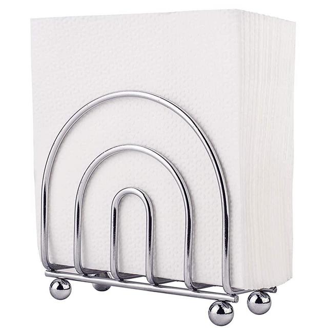 Paper Napkin Holder Tissue Dispenser for Kitchen Countertops, Dining Table, Picnic Table, Indoor & Outdoor Use, Chrome Finish