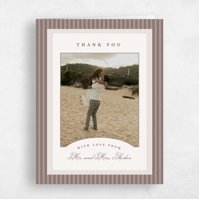 Taupe, Brown Wedding Thank You - Dinard Photo