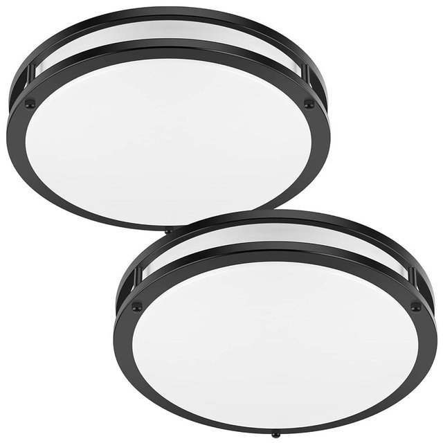 TOBUSA 36W 3600lm Super Bright LED Ceiling Light Fixtures, Modern Black Flush Mount Ceiling Lights Daylight White 5000K, 13 Inch Dimmable Ceiling Lamps for Kitchen Bathroom Hallway Bedroom, 2 Packs