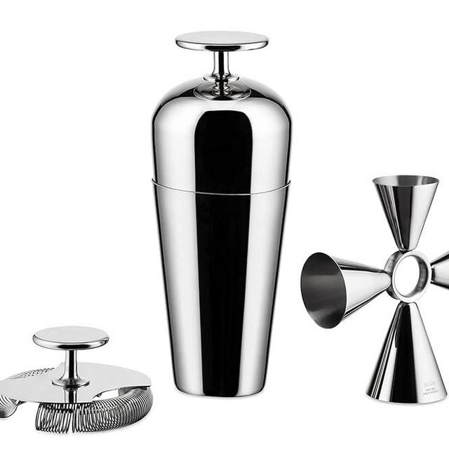 Alessi The Tending Box GIA26SET - Cocktail Set with Parisienne Shaker, Double Bar Strainer and Quadri Combo Jigger, in 18/10 Stainless Steel
