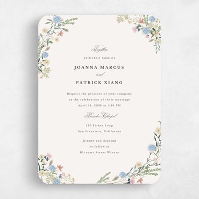 Beige Floral Wedding Invitation - Laurelwood Classic